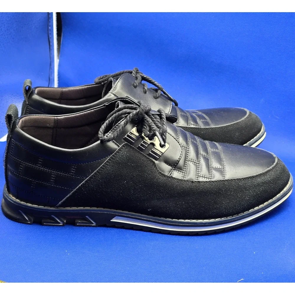Gatsby Mens Black Leather Suede Dress Shoes Sneakers Size 11.5 45.5 EU